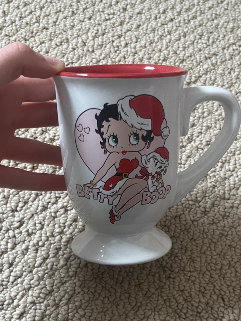 Betty Boop Betty Boop Christmas Mug Y2K White Ceramic Mug with Red Interior